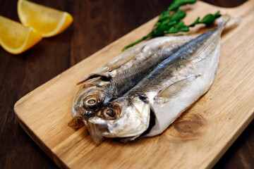 Dried horse mackerel on the table