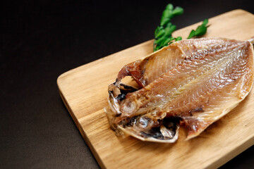 Dried horse mackerel on the table