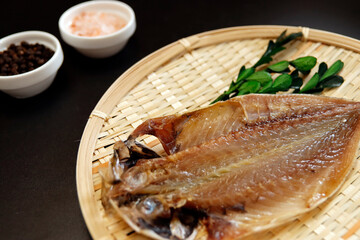 Dried horse mackerel on the table