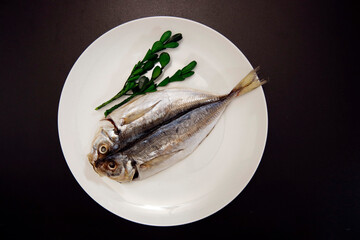 Dried horse mackerel on the table