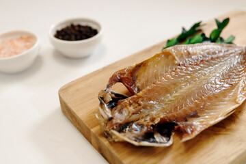 Dried horse mackerel on the table