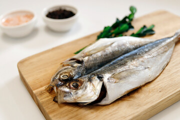 Dried horse mackerel on the table