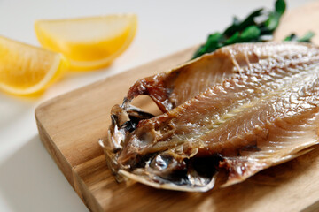 Dried horse mackerel on the table