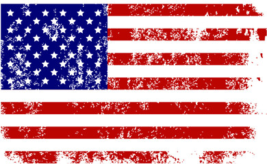Flag of United States of America. Grunge, scratch, and old-style flag vector Illustration