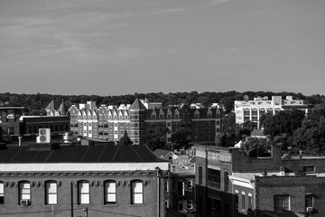 Black and White landscape of a town 