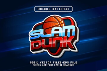 slam dunk 3d text effect premium vectors - obrazy, fototapety, plakaty