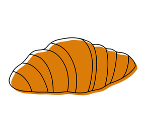 Vector illustration of a french croissant in the doodle style isolated on a white background.