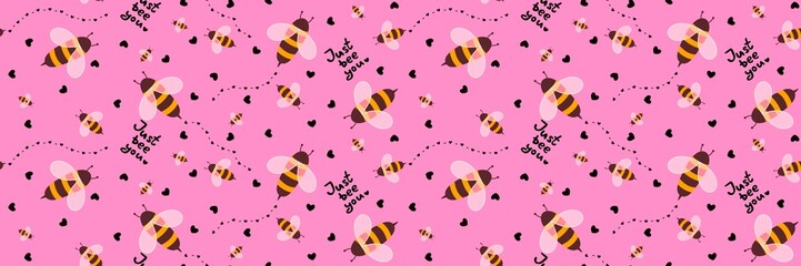 Kids seamless bee pattern for fabrics and packaging and gifts and cards and linens and wrapping paper