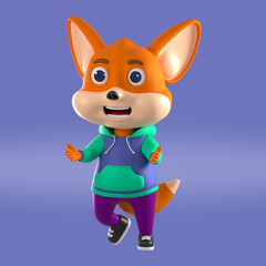 3D Rendering Fox Cartoon Character Illustration  