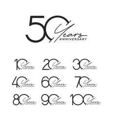 Naklejka premium set of anniversary premium black color on white background for celebration moment