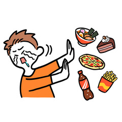 食べたい物を泣きながら我慢している男性