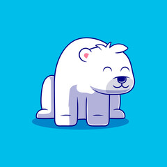 cute polar bear illustration suitable for mascot sticker and t-shirt design