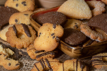 Homemade milk and chocolate cookies for a delicious snack