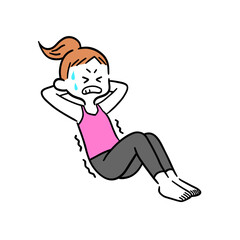 腹筋運動をしている女性
