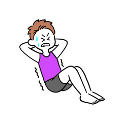 腹筋運動をしている男性