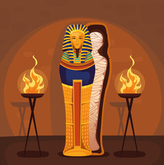 egyptian mummy in sarcophagus - obrazy, fototapety, plakaty