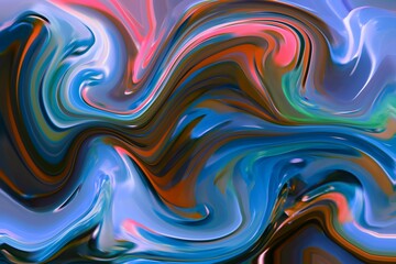 Fototapeta na wymiar Fantasy Liquid Dreams. Colorful Light Beautiful Vibrant Radiance Digital Abstract