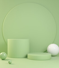 Mockup Minimal Empty Green Pastel Stand Podium, 3d Rendering Illustration