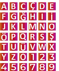 Geometric alphabet font style, Vector alphabet. Tape.