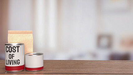 food product for cost of living concept 3d rendering