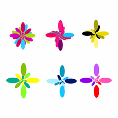 Set of colorful flowers background.
