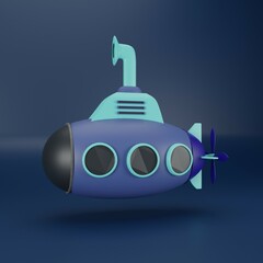 3d render cartoon submarine model