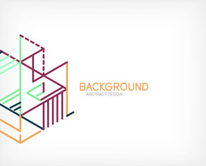 Abstract background. Color lines on white background. Linear abstract composition. Techno or business concept for wallpaper, banner, background, landing page