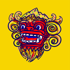 Barong bali mask. Vector style illustration