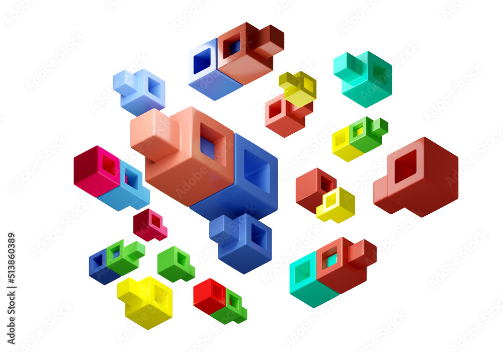 Poster toy blocks. elements for child development. toy bricks isolated on white. multi-colored constructor 