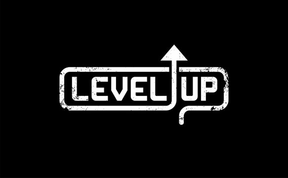 Level Up Typography with arrow icon. simply, modern, unique concept. vector illustration