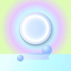 Circle podium pastel color background. Vector illustration.