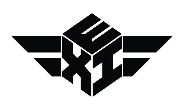 EXI three letter gaming logo in polygon cube shape logo design vector template. wordmark logo | emblem logo | monogram logo | initial letter logo | sports logo | minimalist logo | typography logo |