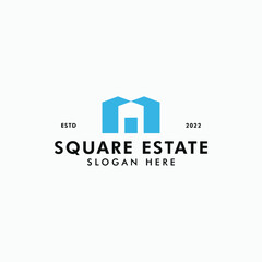 Modern House icon logo design vector ideas. simple square estate logo icon vector design template. Silhouette mortgage logo design concept inspiration isolated on white background.