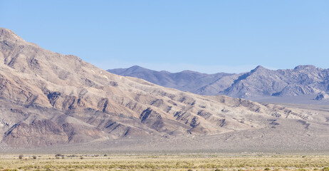 Desert Mountain Nature Landscape. Sunny Blue Sky. Nevada, United States of America. Nature Background.