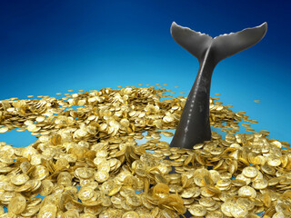 Bitcoin Whale Concept. Manipulated currency valuations. 3d illustration