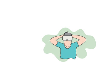 man enjoying happy time with VR. Flat vector illustration design