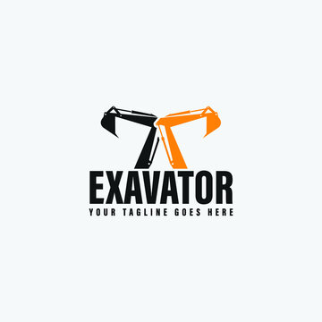 Excavators construction machinery logo vector image