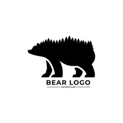 Bear vintage logo silhouette outdoor illustration design