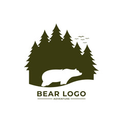 Bear vintage logo silhouette outdoor illustration design