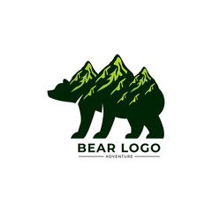 Bear vintage logo silhouette outdoor illustration design
