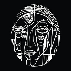 Hand drawn Doodles face. Colorful vector background-01