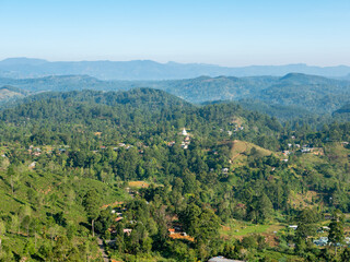 Beautiful view from the lookout to the green jungle and mountains in the Ella area. Ella, Sri Lanka