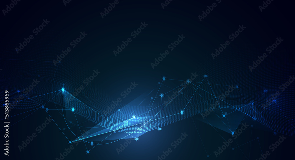 Aufkleber vector molecule, network connected lines with dots, technology on blue background. abstract internet