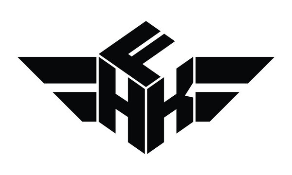 FHK three letter gaming logo in polygon cube shape logo design vector template. wordmark logo | emblem logo | monogram logo | initial letter logo | sports logo | minimalist logo | typography logo |