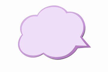 Lilac speech bubble as a cloud with purple border isolated on empty white background.