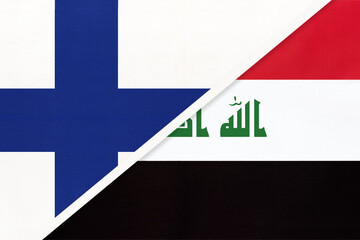 Finland and Iraq, symbol of country. Finnish vs Iraqi national flags