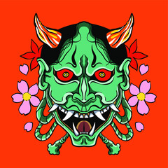 Japanese Tattoo design. japanese demon masks