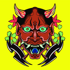 Japanese Tattoo design. japanese demon masks