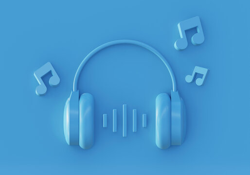 3d render of listening to music illustration icons for web social media ads designs
