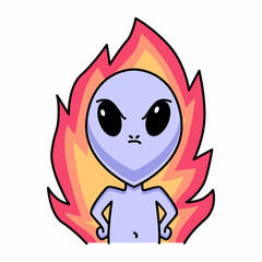 Cute angry alien cartoon design